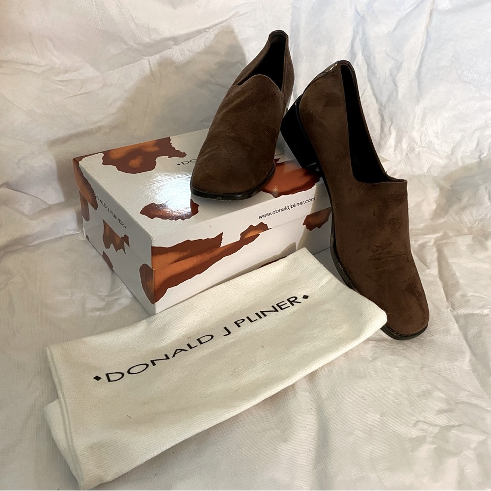 Donald J. Pliner Brown Suede Slip-On Loafers
